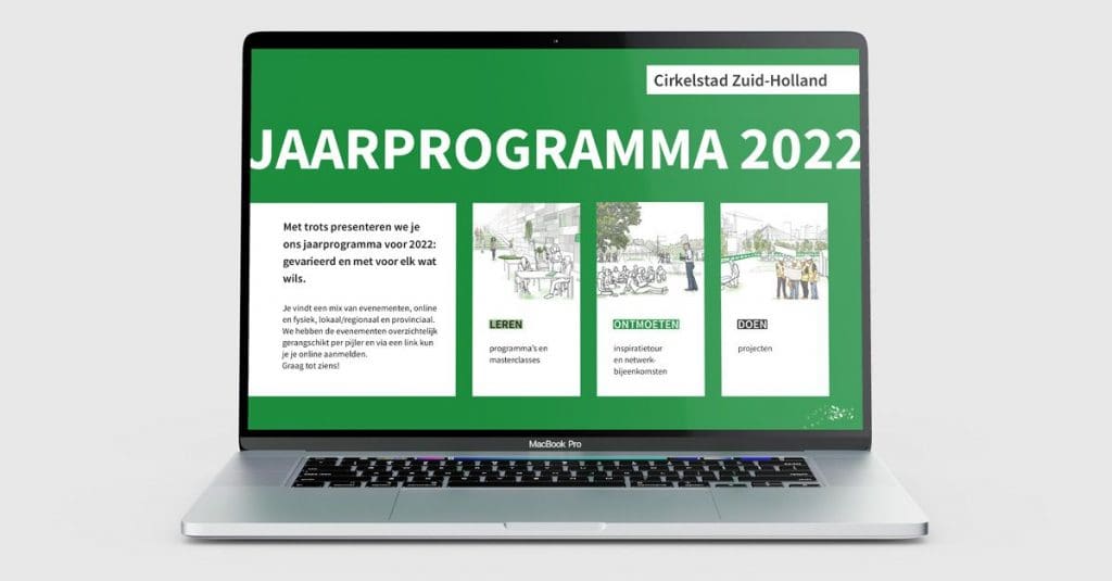 mockup van het jaarprogramma 2022 op een laptop