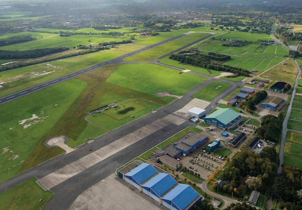 luchtfoto van gebied voormalig vliegkamp Valkenburg bij Katwijk