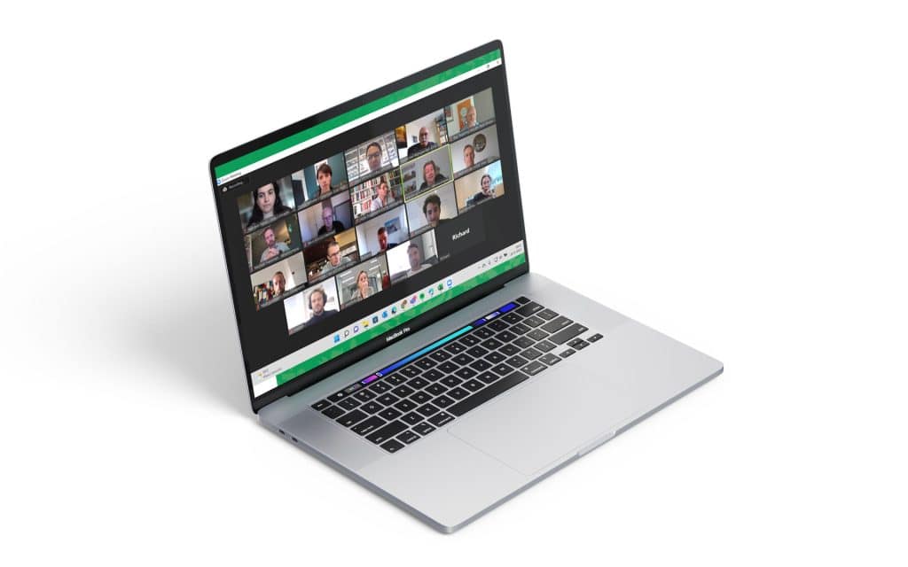 mockup van Zoom scherm op laptop